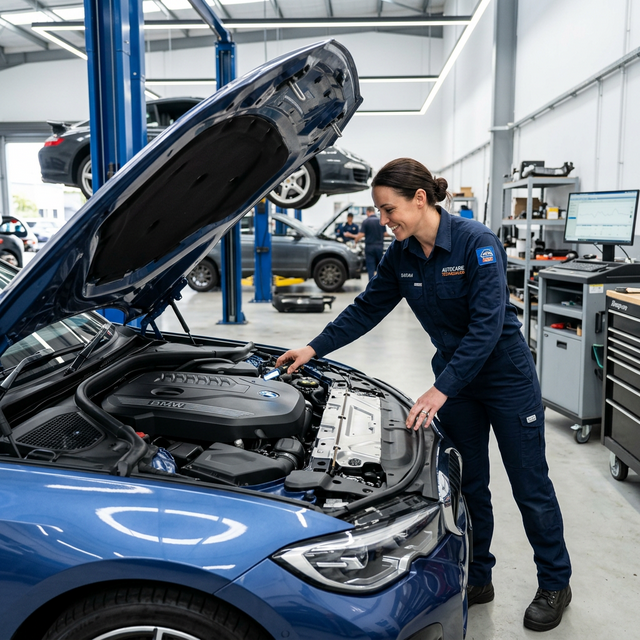 Mechanic inspecting a car